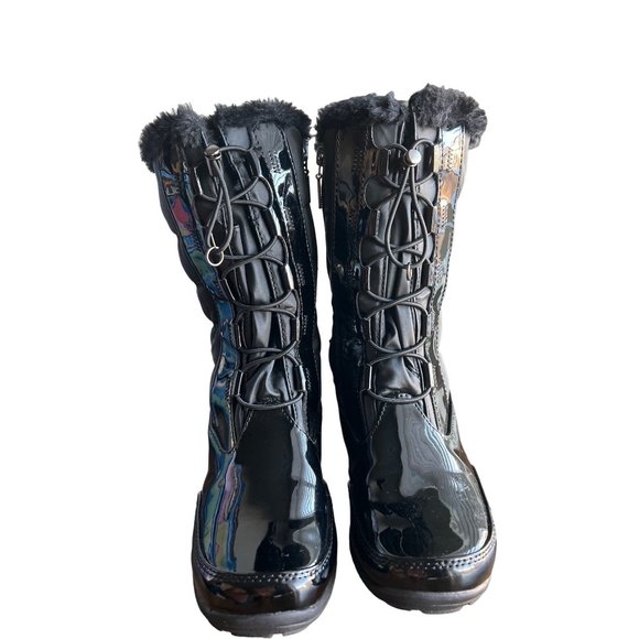 Khombu Shoes Khombu Bella2 Black Waterproof Fur Cuff Lace Up Winter